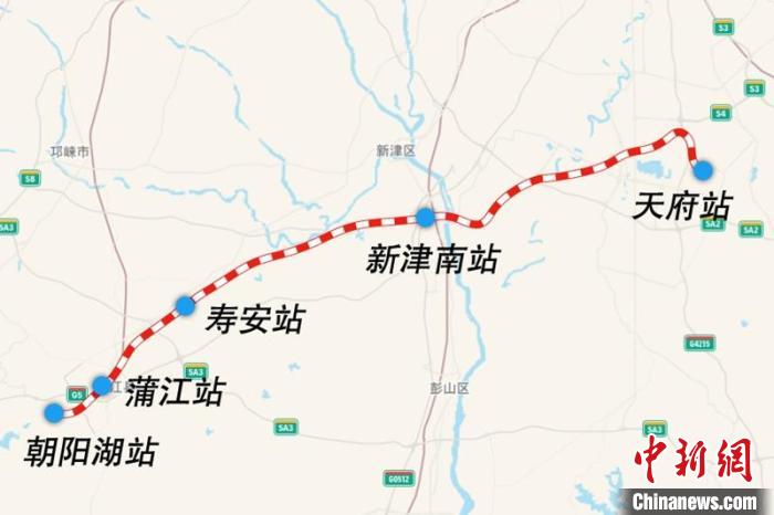 成都鐵路樞紐天府至朝陽湖段線路圖。　國鐵集團供圖
