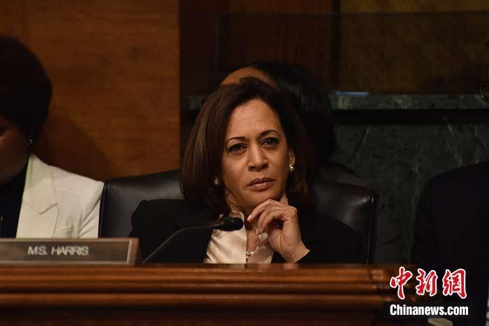 當(dāng)?shù)貢r間8月11日，美國前副總統(tǒng)、已經(jīng)鎖定民主黨總統(tǒng)候選人提名的拜登選定聯(lián)邦參議員卡瑪拉·哈里斯為其競選搭檔、民主黨副總統(tǒng)候選人。哈里斯成為美國歷史上首位被提名為副總統(tǒng)候選人的非裔女性。圖為哈里斯此前出席國會聽證會(資料圖)。<a target='_blank' href='/'><p  align=