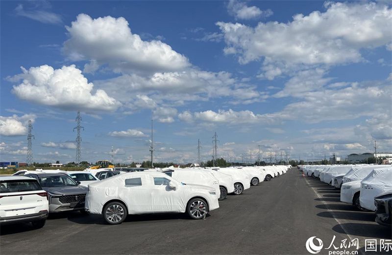 莫斯科別雷拉斯特物流中心內(nèi)的中國品牌汽車。人民網(wǎng)記者 申佳平攝