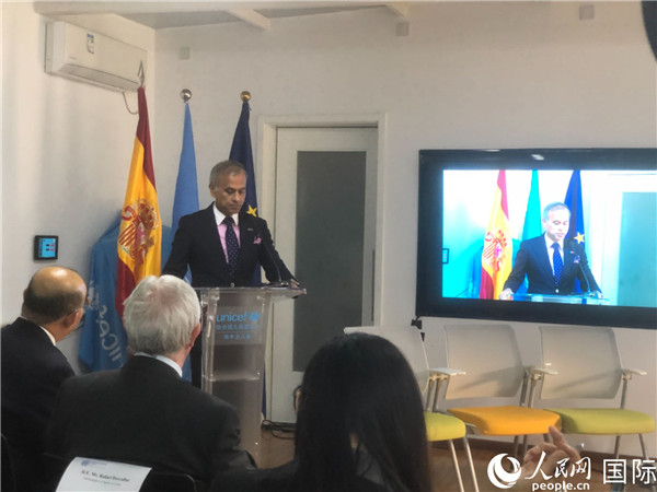 聯(lián)合國駐華協(xié)調(diào)員常啟德在研討會(huì)上致辭。 人民網(wǎng)記者 趙健攝