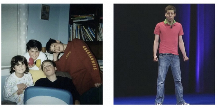 左為童年奧特曼與兄弟姐妹的合影。右為23歲時的奧特曼。圖源：Youtube