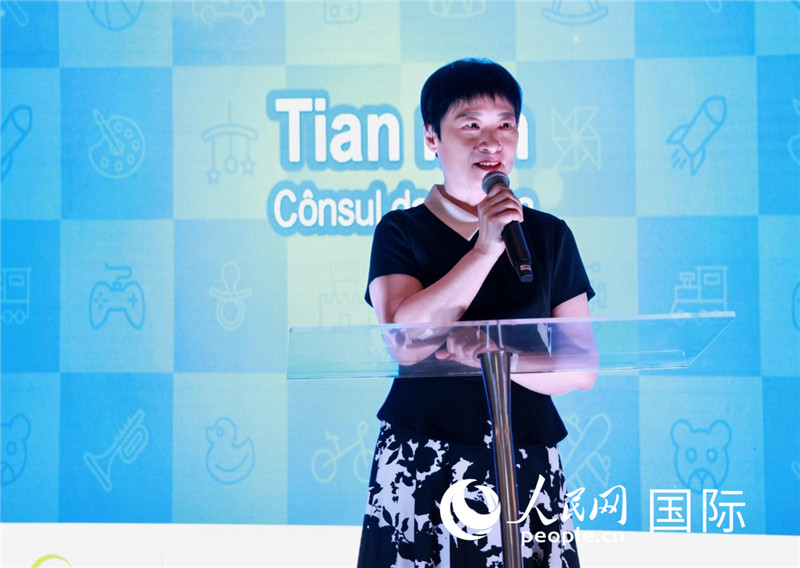 中國(guó)駐里約熱內(nèi)盧總領(lǐng)事田敏發(fā)表致辭。人民網(wǎng)記者宋亦然攝