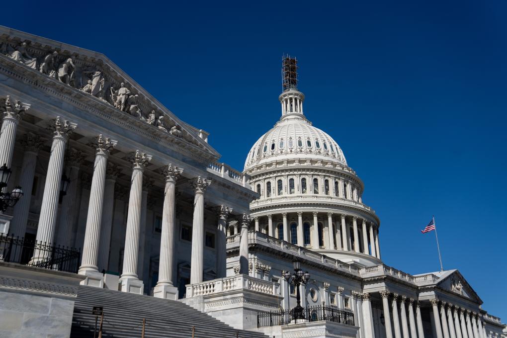 圖為2023年10月11日在美國首都華盛頓拍攝的國會大廈。新華社記者 劉杰 攝
