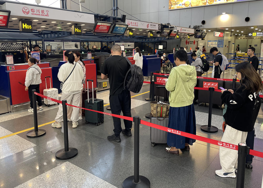 旅客在首都機場排隊辦理登機手續(xù)。人民網(wǎng)記者 喬雪峰攝