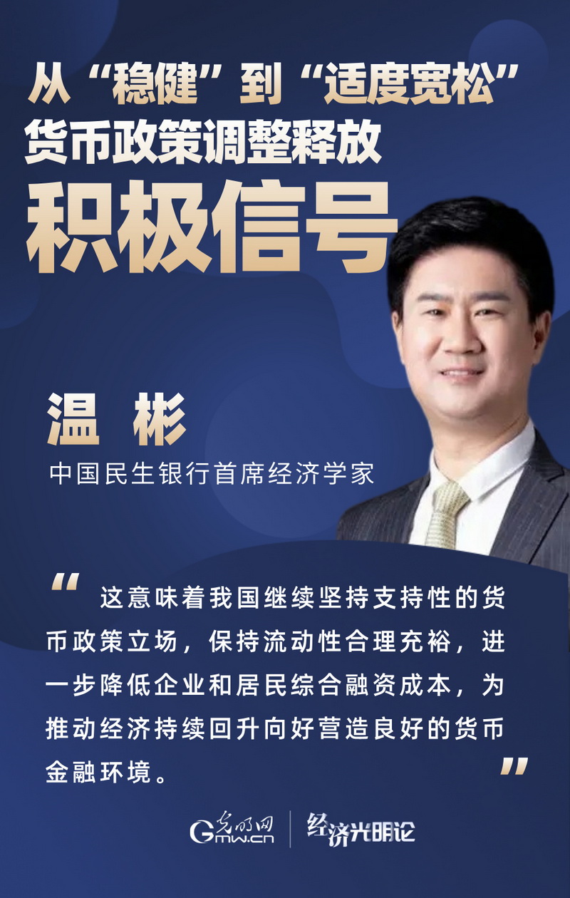 經(jīng)濟光明論·專家談丨從“穩(wěn)健”到“適度寬松” 貨幣政策調整釋放積極信號