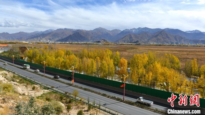 從拉薩北面看拉魯濕地和布達(dá)拉宮?！〗w波 攝