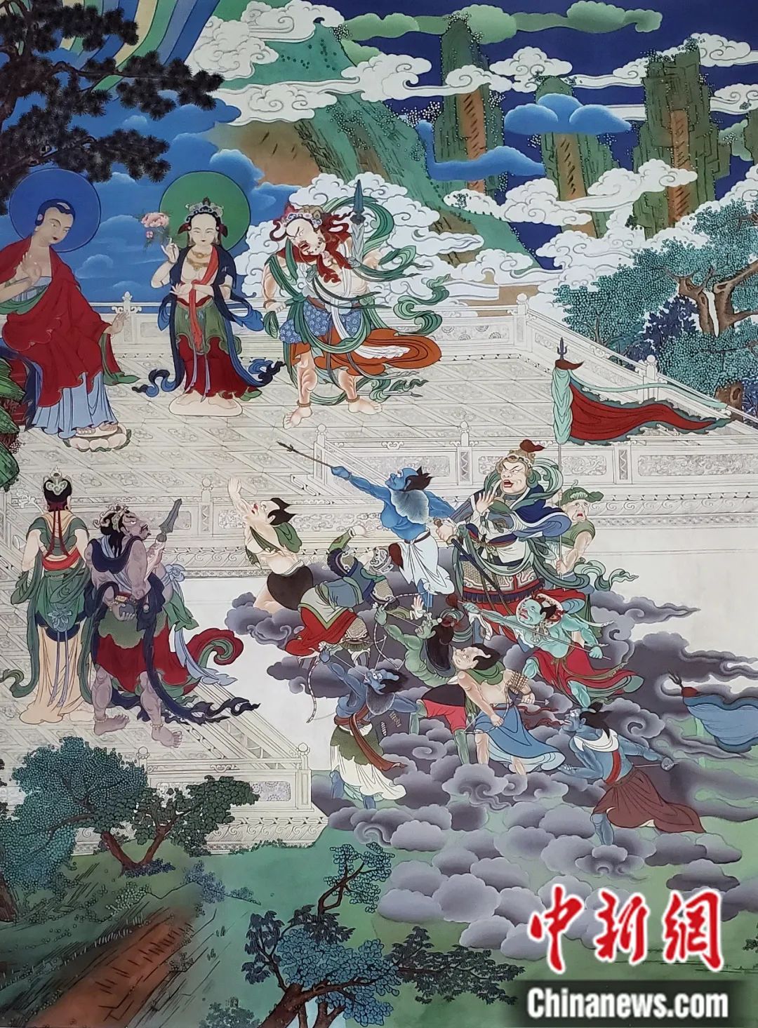 臨摹、補(bǔ)繪的青海瞿曇寺壁畫。受訪者 供圖