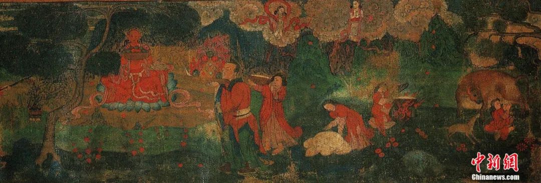 14世紀(jì)唐卡卷軸畫《女神》局部。<a target='_blank' href='/'><p  align=