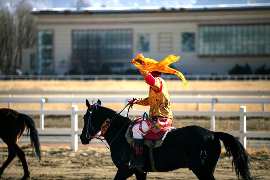 藏歷新年，精彩的馬術(shù)表演。張靜攝