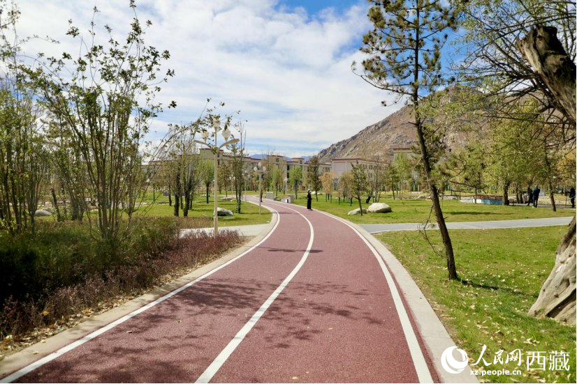 圖為青年林卡公園新設的跑道。人民網記者 次仁羅布攝