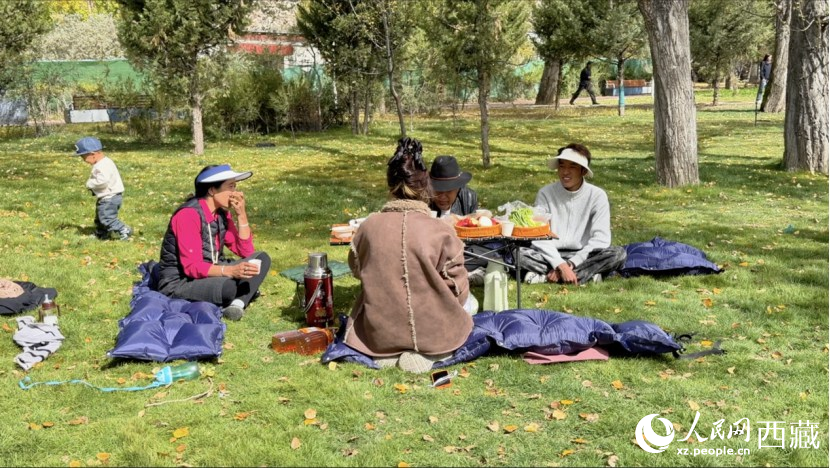 圖為市民在公園內聚會。人民網記者 次仁羅布攝