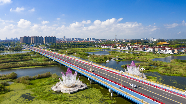 從興化城區(qū)長安路延伸至菜花大道的“千垛美路”。周社根攝